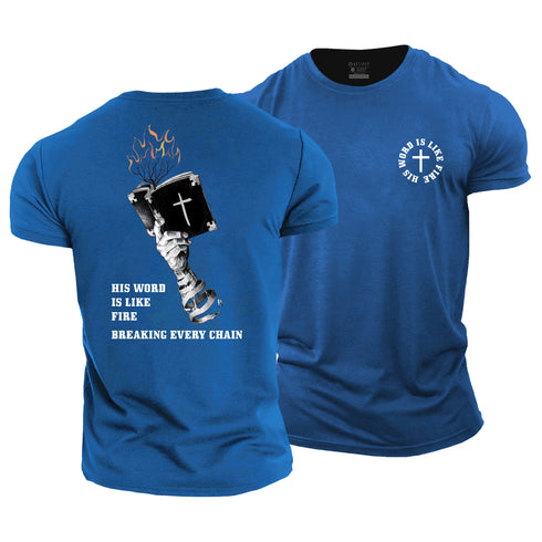 Men's His Word Is Like Fire Cotton T-Shirt